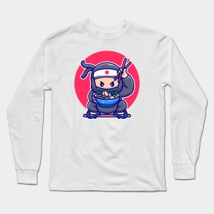 Cute Ninja Eating Ramen Long Sleeve T-Shirt